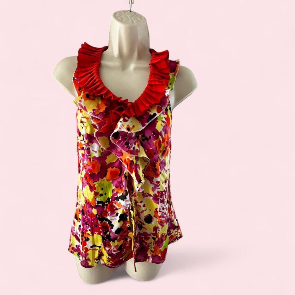 Bright floral strapless top from